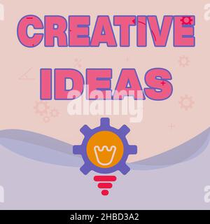 Text caption presenting Creative Ideas. Business overview Unique strategy for captivating audiences interest Illuminated Light Bulb With Gear Shell Stock Photo