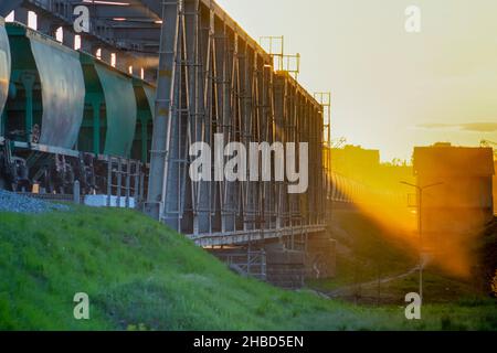 The design of the railway bridge on which trains move. Stock Photo