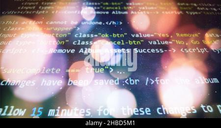 Programming code screen of software developer. Software Programming Work Time. Code text written and created Stock Photo