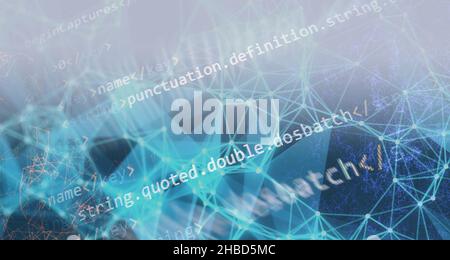 Desktop PC monitor photo. Javascript functions, variables, objects. Project managers work new idea. Future technology creation process. Stock Photo