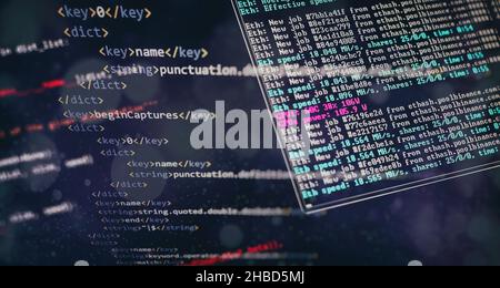 Programming source code HTML for Website development. Server logs analysis. Stock Photo