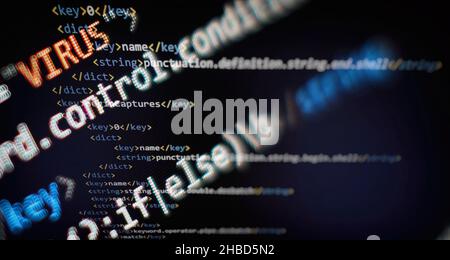 Programming source code HTML for Website development. Server logs analysis. Stock Photo