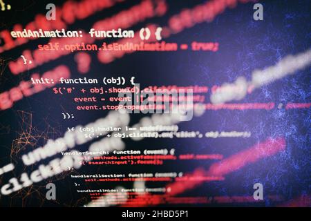 WWW software development. Mobile app developer. Innovative startup project. Website programming code. Stock Photo