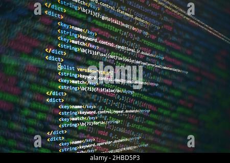 WWW software development. Mobile app developer. Innovative startup project. Website programming code. Stock Photo