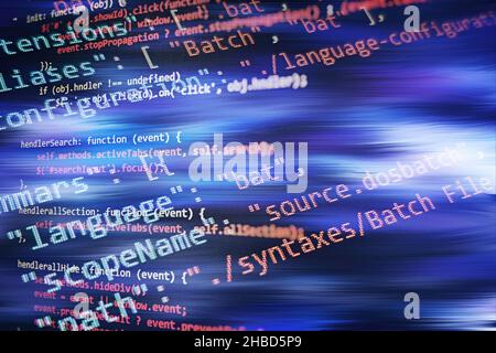 WWW software development. Mobile app developer. Innovative startup project. Website programming code. Stock Photo