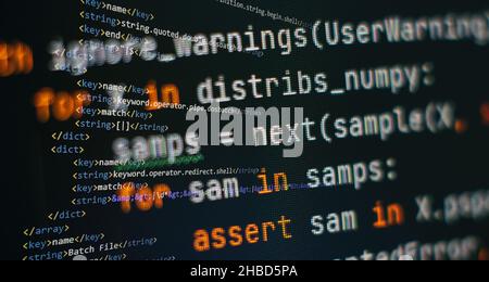 WWW software development. Mobile app developer. Innovative startup project. Website programming code. Stock Photo