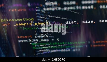 WWW software development. Mobile app developer. Innovative startup project. Website programming code. Stock Photo