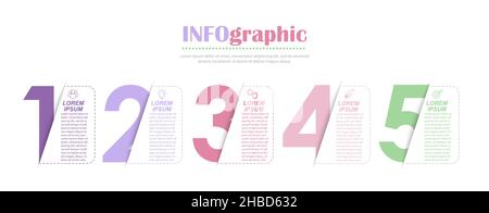 infographics. Template of 5 stages of business, training, marketing or financial success. Vector illustration Stock Vector