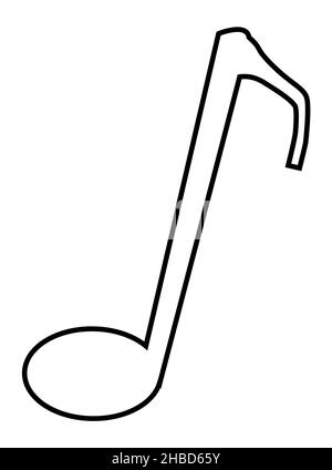 The musical not quaver in black outline set over a white background Stock Photo