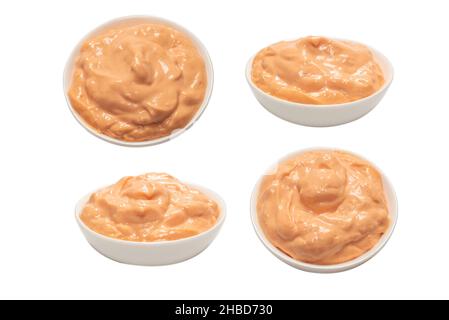 Sauce in a bowl isolated on white background. Stock Photo