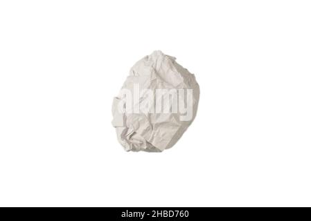 Crumpled white paper isolated on white background. Copy space. Stock Photo