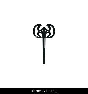 Viking axe icon. Simple style viking historical museum poster background symbol. Axe logo design element. Axe t-shirt printing. Vector for sticker. Stock Vector
