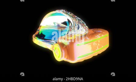Wearing Virtual reality helmet vr and ar software 3d render Stock Photo