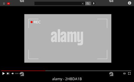 Video player template interface. Mockup video channel. Video content vector. Stock Vector