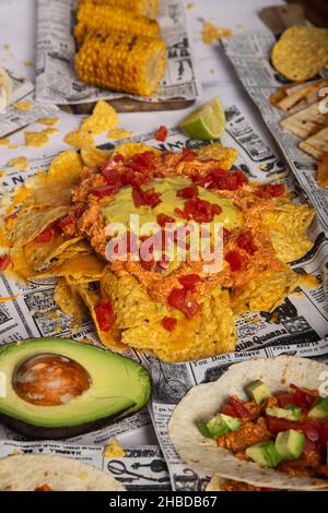 Variety of dishes of Mexican cuisine. Vertical picture Stock Photo