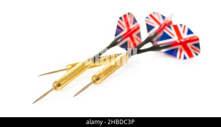 darts for playing on white isolated background Stock Photo