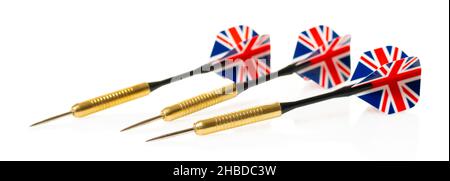 darts for playing on white isolated background Stock Photo