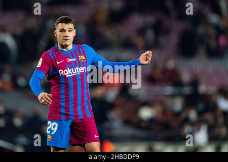 Barcelona, Spain. 18th Dec, 2021. Jutgla (FC Barcelona), during La Liga football match between FC Barcelona and Elche CF, at Camp Nou Stadium in Barcelona, Spain, on December 18, 2021. Foto: Siu Wu. Credit: dpa/Alamy Live News Stock Photo