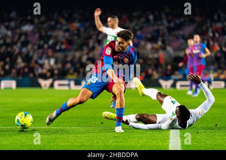 Barcelona, Spain. 18th Dec, 2021. Abde (FC Barcelona), during La Liga football match between FC Barcelona and Elche CF, at Camp Nou Stadium in Barcelona, Spain, on December 18, 2021. Foto: Siu Wu. Credit: dpa/Alamy Live News Stock Photo