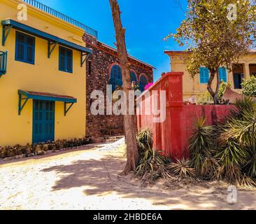 Traditional architecture from island of Goree near Dakar in Senegal Stock Photo