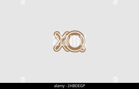 Bold letter XQ logo with outline and circle outside, creative design. Stock Vector