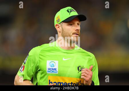 Brisbane, Australia. 19th Dec, 2021. Nathan McAdnrew of the Sydney Thunder looks on in Brisbane, Australia on 12/19/2021. (Photo by Patrick Hoelscher/News Images/Sipa USA) Credit: Sipa USA/Alamy Live News Stock Photo