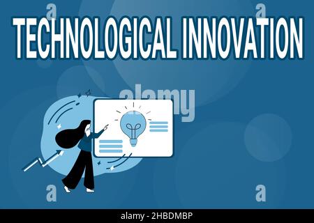 Text caption presenting Technological Innovation. Business approach New Invention from technical Knowledge of Product Abstract Filling Online Forms Stock Photo