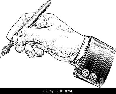 Hand In Business Suit Holding Artists Paintbrush Stock Vector