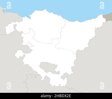 Basque Country (Spain) map, neighboring states and provinces, blank Stock Photo