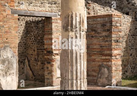 The House of the Faun, was one of the largest and most impressive private residences in Pompeii, Italy, and housed many great pieces of art. Stock Photo
