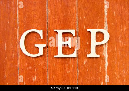 Alphabet letter in word GEP (abbreviation of good engineering practice) on old red color wood plate background Stock Photo