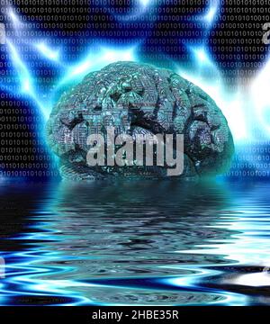 Electronic Brain Design. 3D rendering Stock Photo
