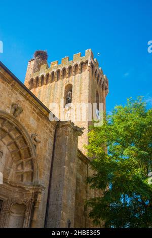 San Pedro Apostol church. Gumiel de Mercado, Burgos province, Castilla Leon, Spain. Stock Photo