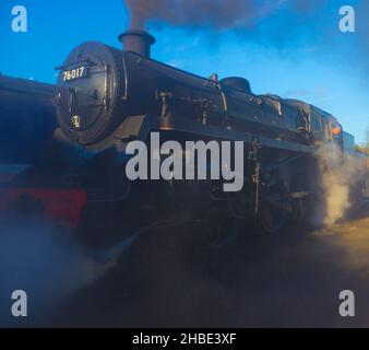 British Railways Standard Class 4MT Locomotive 2-6-0 Number 76017 Stock Photo