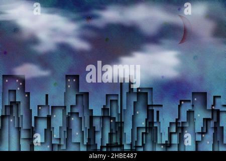Abstract city silhouettes. 3D rendering Stock Photo