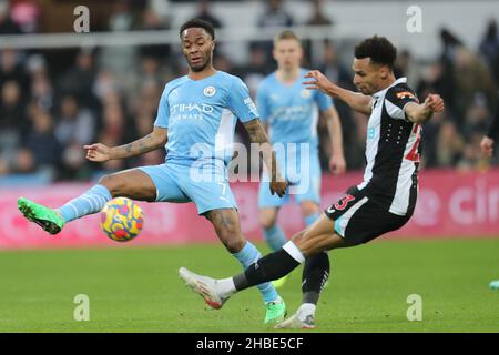 RAHEEM STERLING, JACOB MURPHY, NEWCASTLE UNITED FC V MANCHESTER CITY FC, 2021 Stock Photo