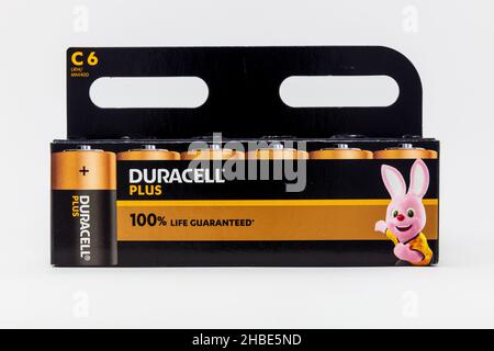 Duracell NEW Plus C Alkaline Batteries Stock Photo