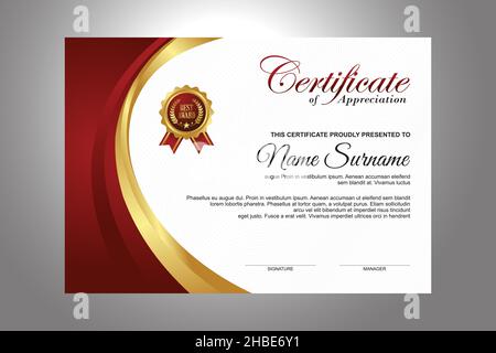 Certificate of Appreciation template red color elegant shape diploma ...
