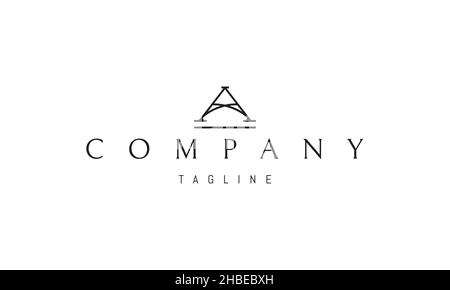 Vector logo on which the abstract image of the letter A in the form of a building structure. Stock Vector