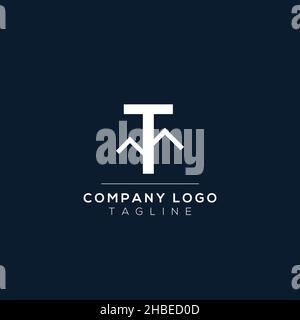 Letter T monogram alphabet with the mountain peak. Mountain Logo sign symbol. Modern vector logo design for the business, and company identity. Stock Vector