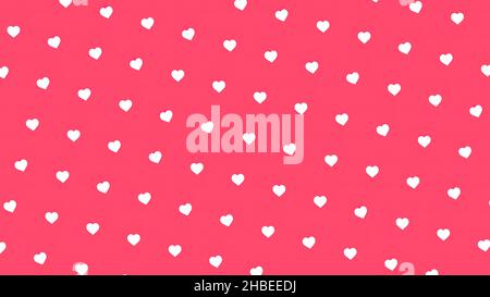 Abstract white hearts flowing inrows on bright pink background, romance, love, Valentine's day concept. Small cute moving heart shapes, seamless loop. Stock Photo