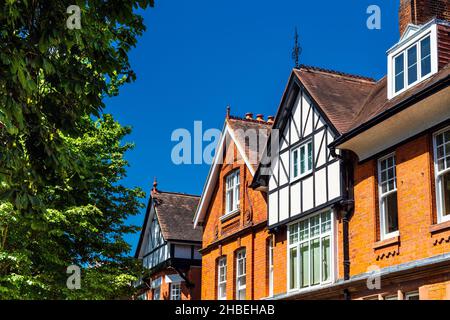 Period houses with gables along Wolsey Road in Easy Molesey / Hampton Court Stock Photo