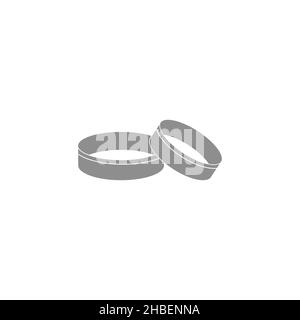 Pair of wedding rings icons vector isolated on white background Stock Vector