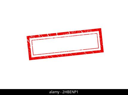 Vector rectangular stamp without text. Red Stamp. Grunge Rubber Texture Stamp. Color can be easily changes. Stock Vector