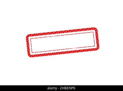 Vector rectangular stamp without text. Red Stamp. Grunge Rubber Texture Stamp. Color can be easily changes. Stock Vector