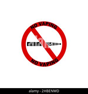 NO VAPING ALLOWED vector sign. Flat icon in red circle. Stock Vector