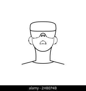 Man silhouette in virtual reality glasses icon vector Stock Vector