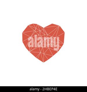Heart made from triangles vector icon isolated on white background Stock Vector
