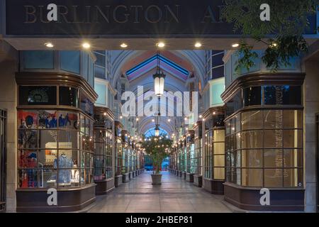 Burlington Arcade on South Lake Avenue in Pasadena.  The Arcade is a nearly spot-on facsimile of its namesake shopping center in London. Stock Photo