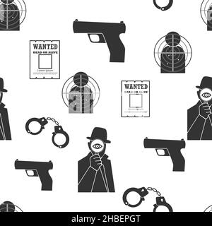 Detective spy vector seamless pattern background Stock Vector